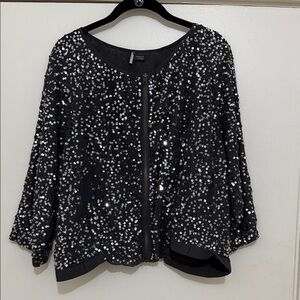 Anthropologie Charcoal Gray and Silver Sequin Camisole